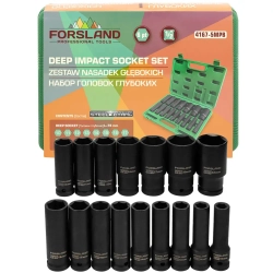 Набор головок ударных глубоких 16пр. 1/2"6pt Forsland-4167-5MPB