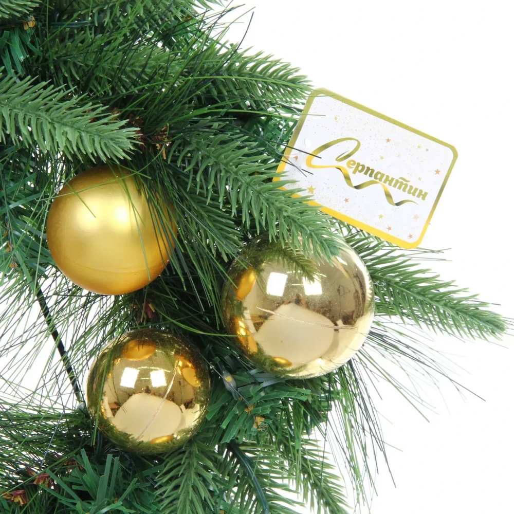 Венок хвойный «Сказочное чудо» d-40 см, ПВХ, литой ПВХ, Золото