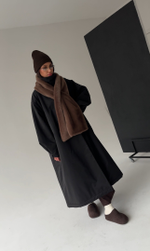 Плащ MAXI DOUBLE утепленный (черный/шоколад)