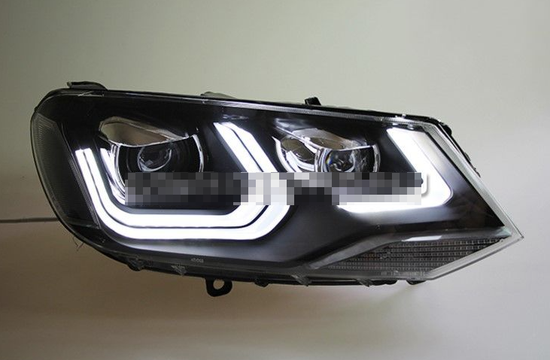 Передние фары Фольксваген Туарег 2011-2015 V2 type [Комплект Л+П; яркие ходовые огни; электрокорректор; биксеноновая линза]