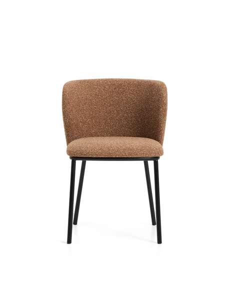 Стул Ciselia из терракотового шенилла с ножками из черной стали