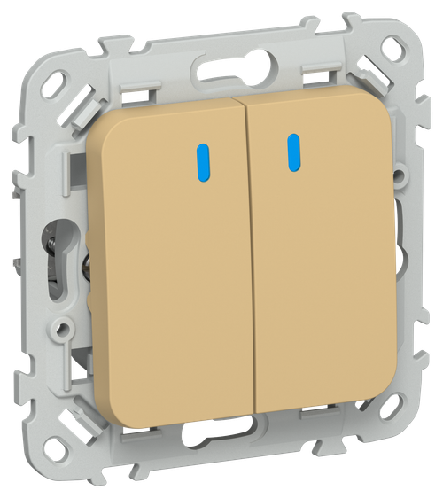 FLITE Выключатель 2-клавишный с индикацией 10А ВС12-1-1-ФлШм шамуа IEK