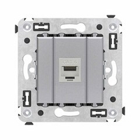 Компьютерная розетка RJ-45 без шторки в стену, кат.6 одинарная экранированная, "Avanti", "Закаленная сталь"