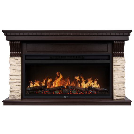 Портал Firelight Michigan 42/40/36, камень молочный, шпон темный дуб — (2)