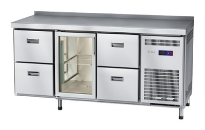 Стол холодильный Abat СХС-60-02 (2 ящика, 1 дверь-стекло, 2 ящика, борт)