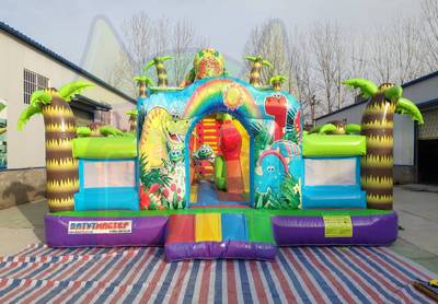 Коммерческий надувной батут "Хамелеон и динозавры" 18*9*7 м
