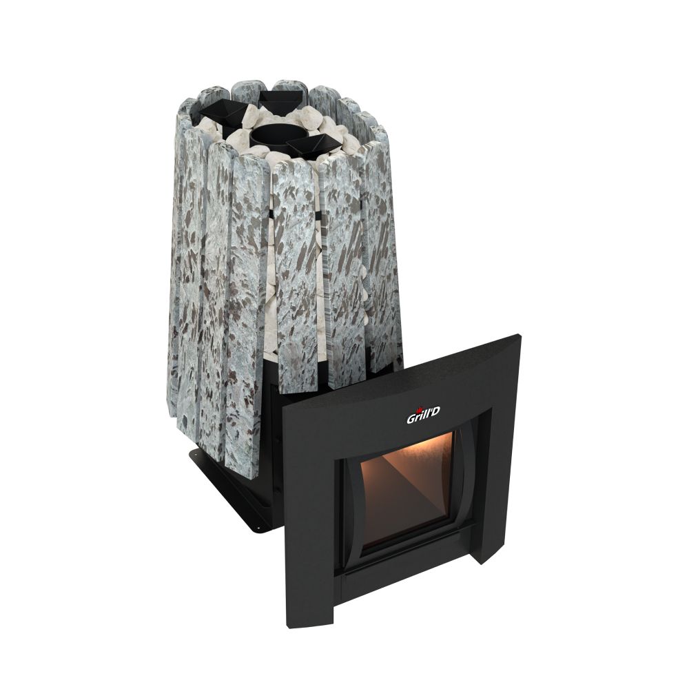 Дровяная банная печь Grill'D Cometa Vega 350 Window Max Stone Pro (Серпентинит)
