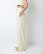 Брюки с регулируемым хлястиком из шерсти белый шоколад