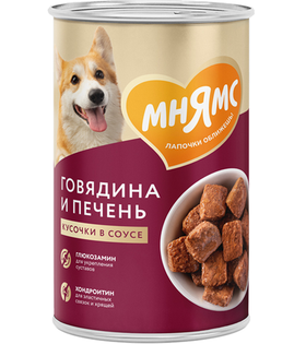 Мнямс для собак "Здоровые суставы" кусочки Говядина и печень в соусе 400гр.