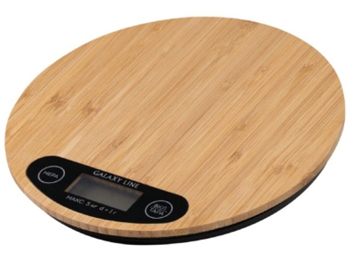 Весы кухонные электронные GALAXY LINE GL 2813 максимальная нагрузка 5кг бамбуковая платформа