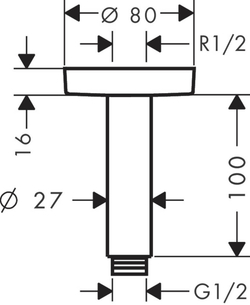 Потолочное подсоединение S, 100 мм 27393000