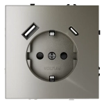 Розетка встраиваемая VOLTUM S70 с заземлением и защитными шторками, 16А, с USB, A+С, (шелк)