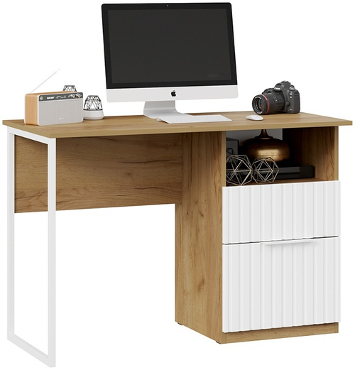 Хилтон Стол письменный Тип 1 (Дуб Крафт Золотой/Белый матовый) ТриЯ