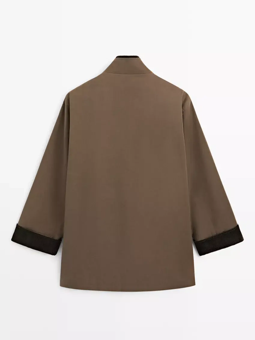 Massimo Dutti Парка с вощеным воротником и вельветовой деталью, хаки