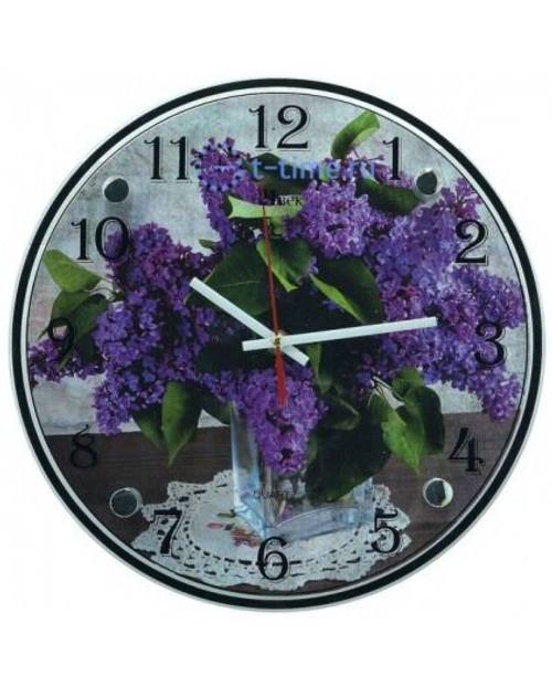 Часы 21 Bek настенные  3030-368 "Сирень в вазе на салфетке"(30х30)