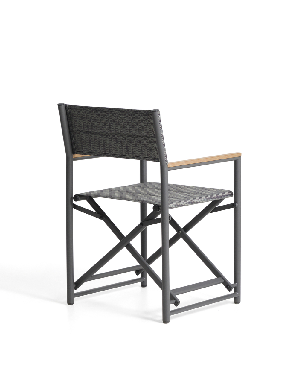 Складной уличный стул Tisno из графитового алюминия и серого текстиля