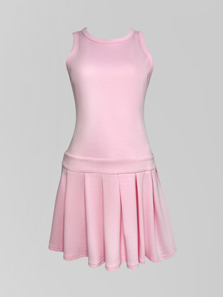 Платье Miss Diva 683 однотонное без рукавов с плиссированной юбкой