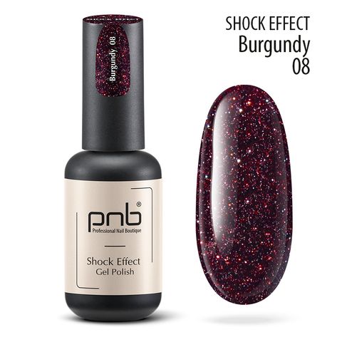 Гель-лак светоотражающий SHOCK EFFECT PNB 08 Burgundy 8 ml UV/LED