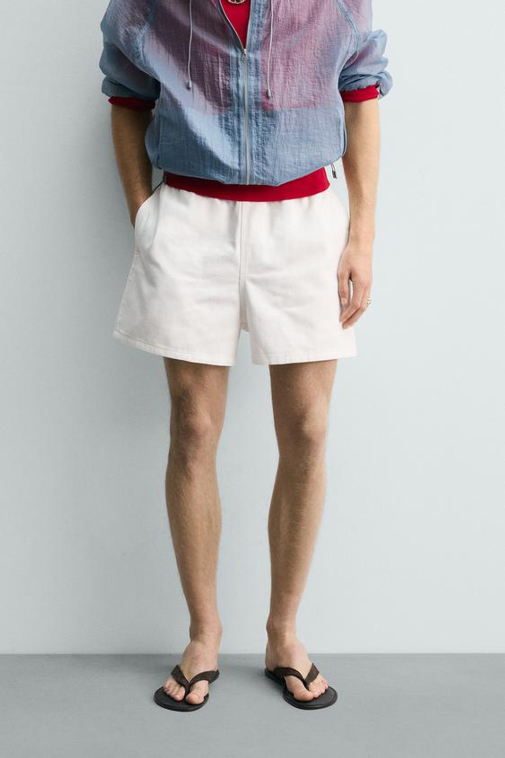 ZARA ШОРТЫ RELAXED FIT ИЗ РЕЛЬЕФНОЙ ТКАНИ, БЕЛЫЙ