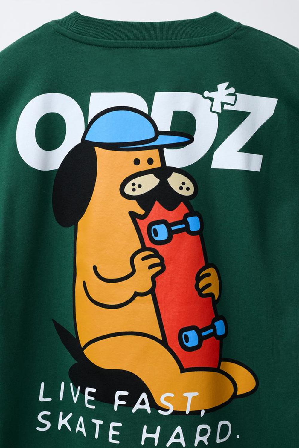 ZARA ФУТБОЛКА С ПРИНТОМ «СКЕЙТ», ЗЕЛЕНЫЙ