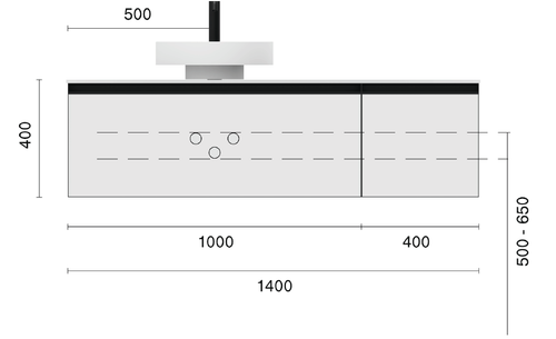 Armadi Art Комплект QUATRO M2-140 тумба+раковина чаша Nero Marquina