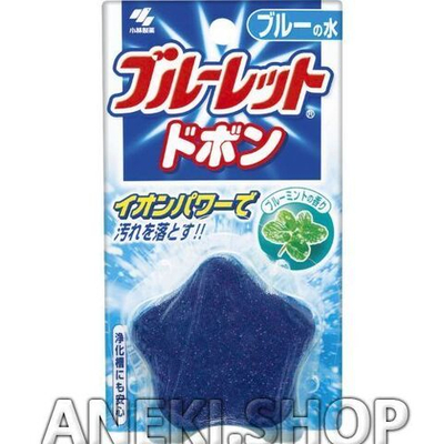 Таблетка для бачка унитаза очищающая и дезодорирующая с эффектом окрашивания воды и ароматом мяты 60 г Kobayashi Bluelet Dobon Double Blue Mint