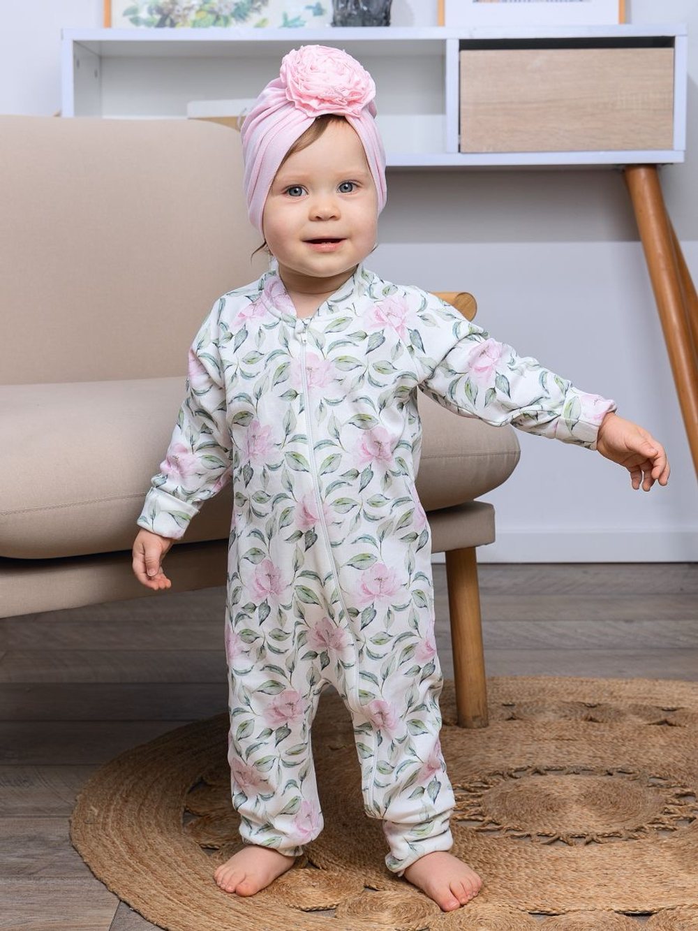 Комбинезон растущий "Пионы", Крем