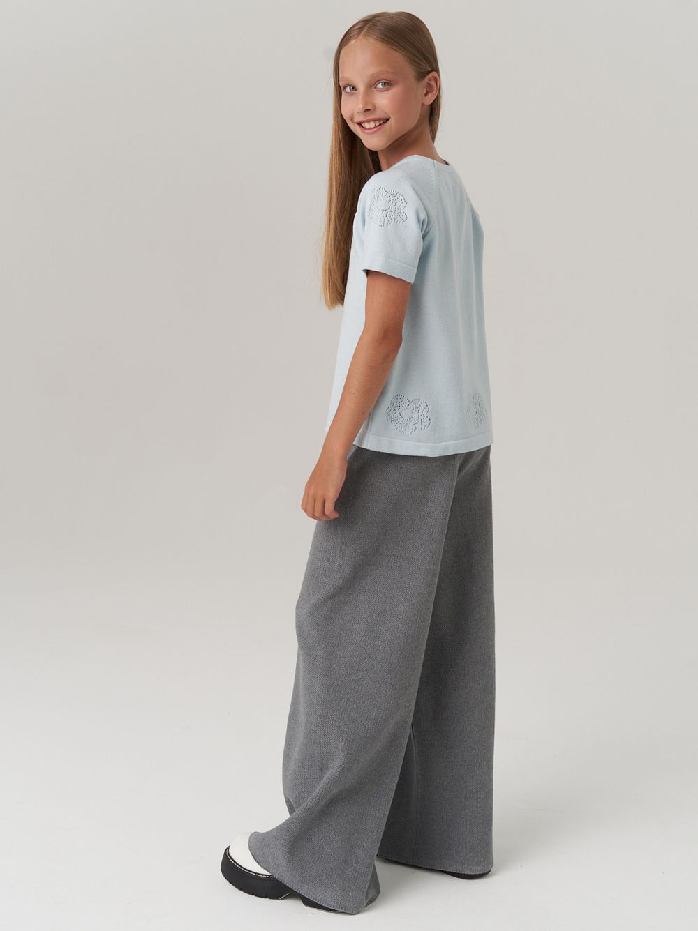 Джемпер для девочки с коротким рукавом AT1083 голубой