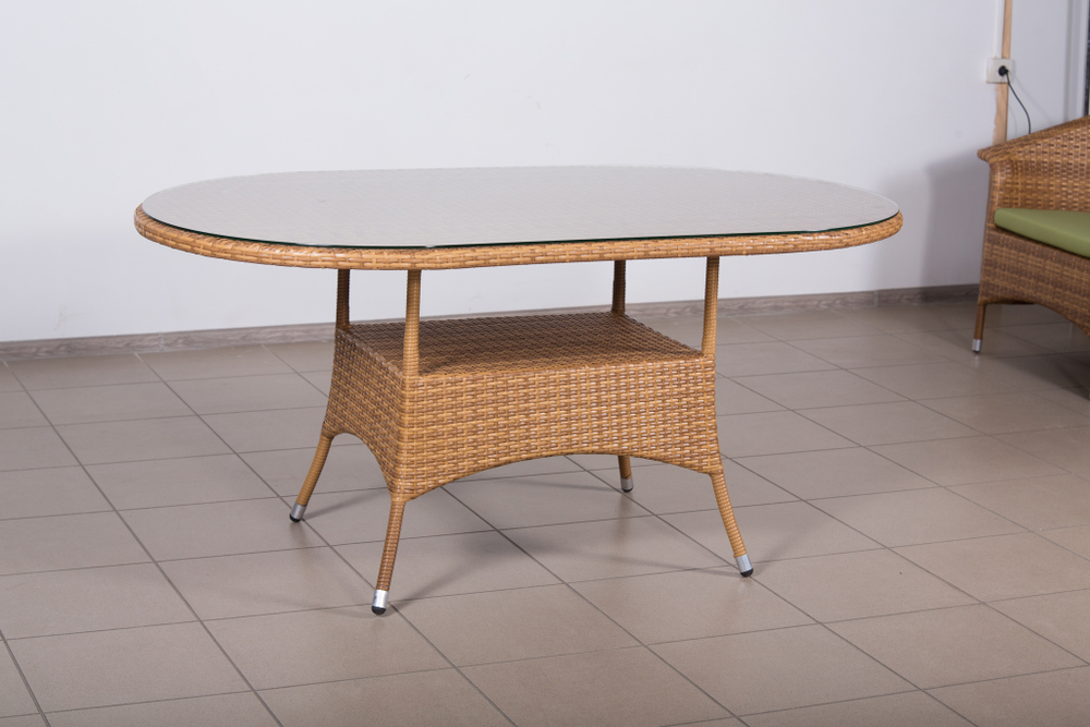 Стол овальный, столешница стекло, коллекция Крит