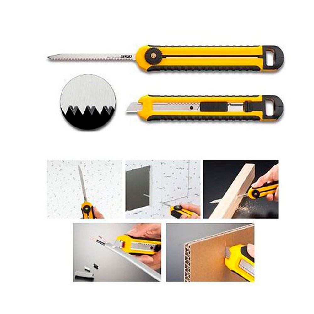 Мини ножовка OLFA по гипсокартону,полотно 95мм, нож AUTO LOCK с сегментированным лезвием 12,5мм,2в1