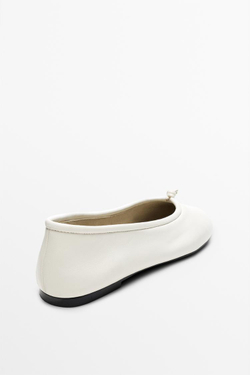 Massimo Dutti Балетки с кожаным узлом, белый