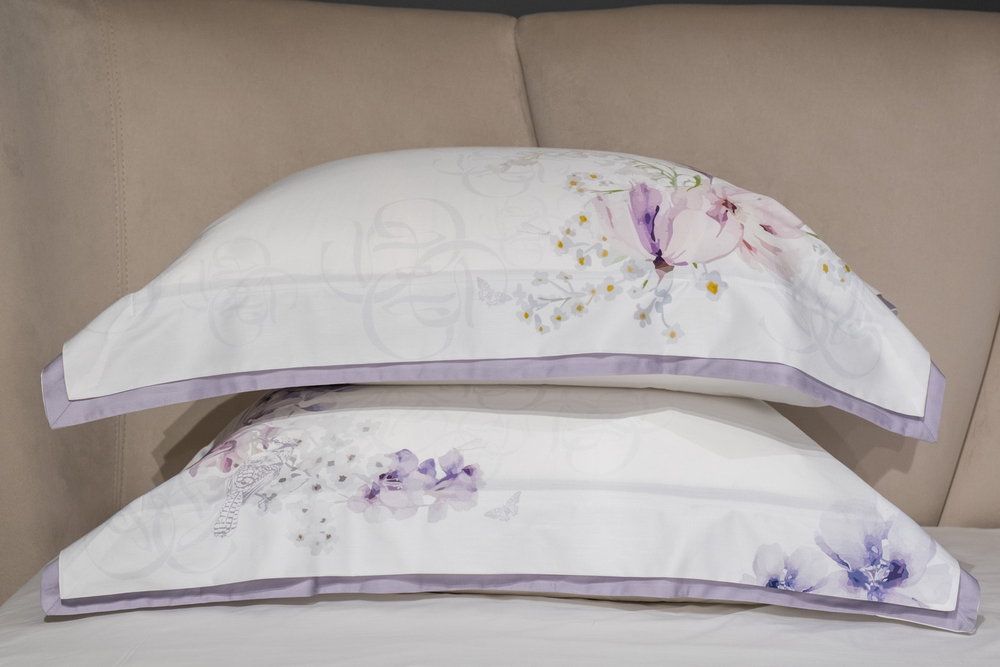 Постельное белье 1.5 спальное Garda Decor Фиори сиренево-белое