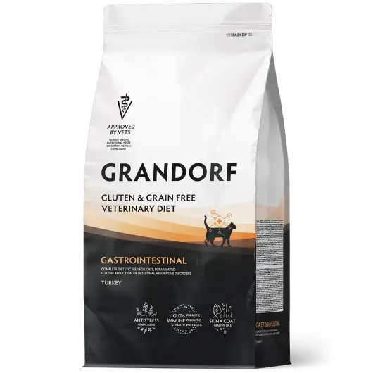 Сухой корм GRANDORF VETERINARY DIET Cat GASTROINTESTINAL Полнорационный диетический корм для кошек при расстройствах пищеварения, индейка 0,4кг