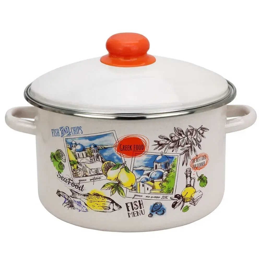 Кастрюля эмал цил Греческая кухня 4,0л мет/об
