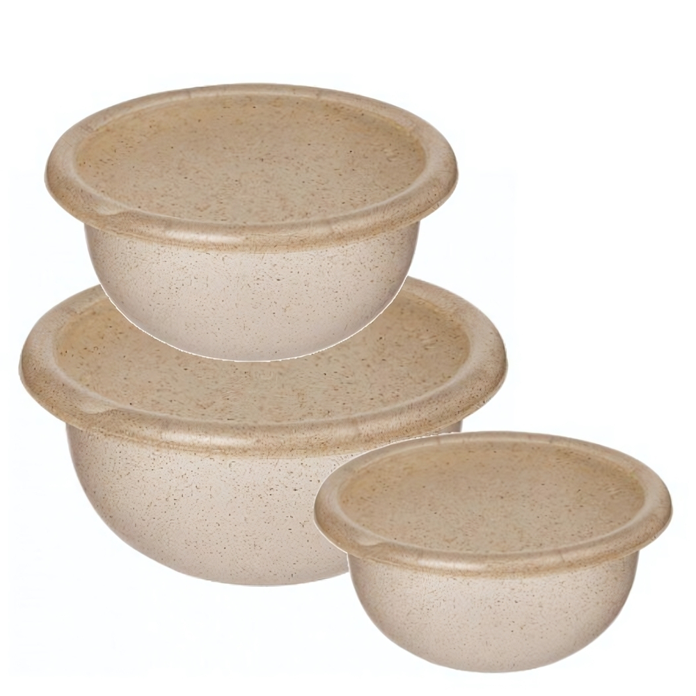 Комплект мисок "Palermo" 3 шт. (1,2л+2,1л+3,2л) с крышками (бесцветный флэк)