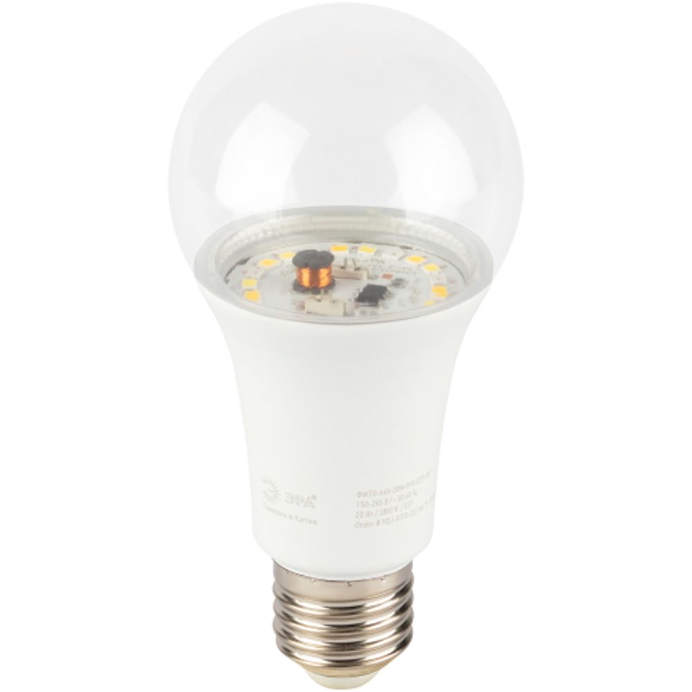 Фитолампа для растений светодиодная ЭРА GREEN LINE ФИТО A65-20W-PFR-E27-GR 20 Вт полного спектра | Фитолампы Е27