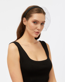 Вуаль черная на тонком ободке