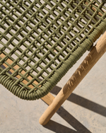 Складной стул Dandara из массива акации со стальной конструкцией и зеленым шнуром