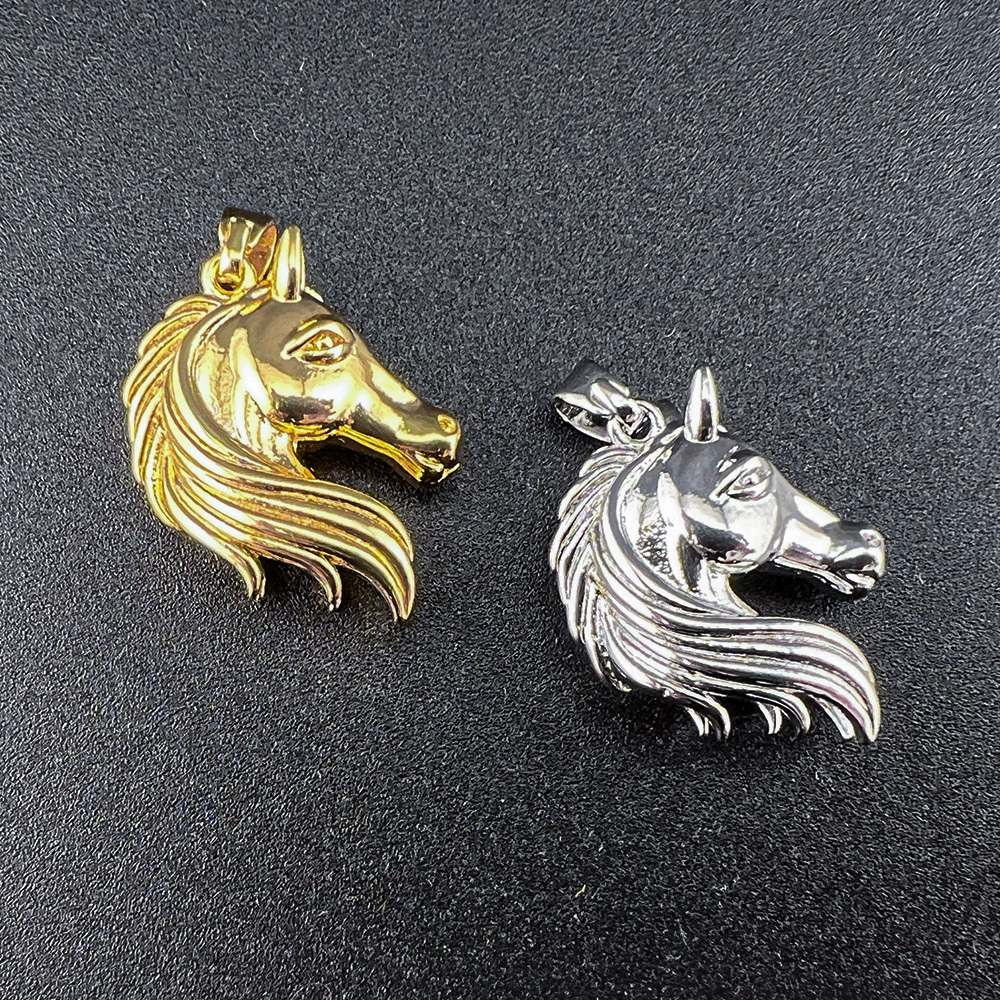 Корейская фурнитура Кулон "Лошадь" 21х21 мм, Золото/Серый