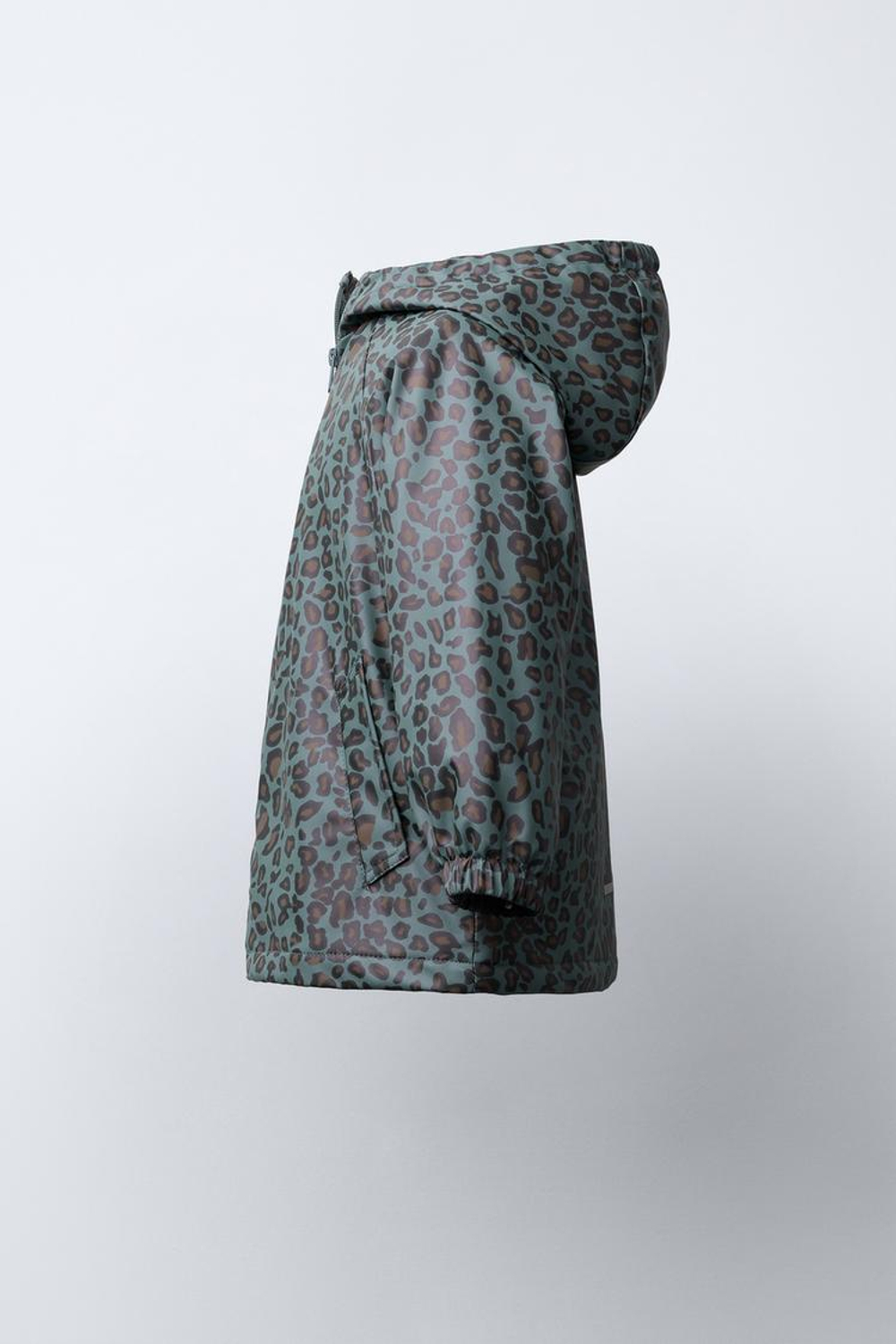 ZARA ПРОРЕЗИНЕННЫЙ ДОЖДЕВИК С ПРИНТОМ WATER RESISTANT, НЕФТЯНОЙ