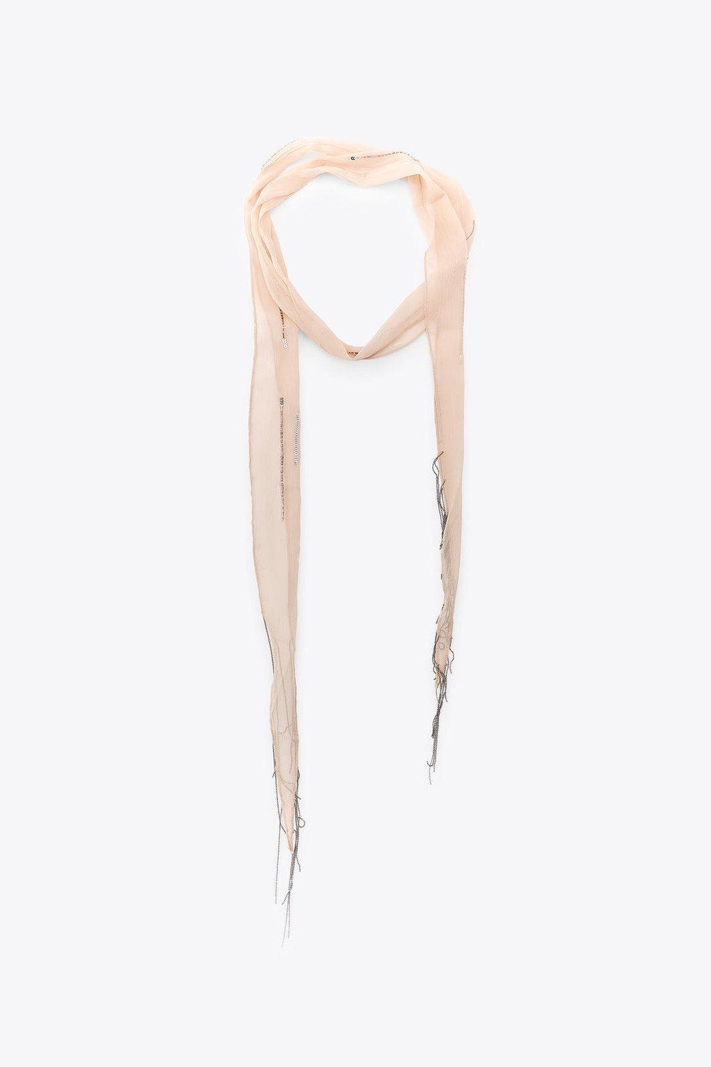 ZARA ПЛАТОК С БИСЕРОМ И БАХРОМОЙ, ЛОСОСЕВЫЙ