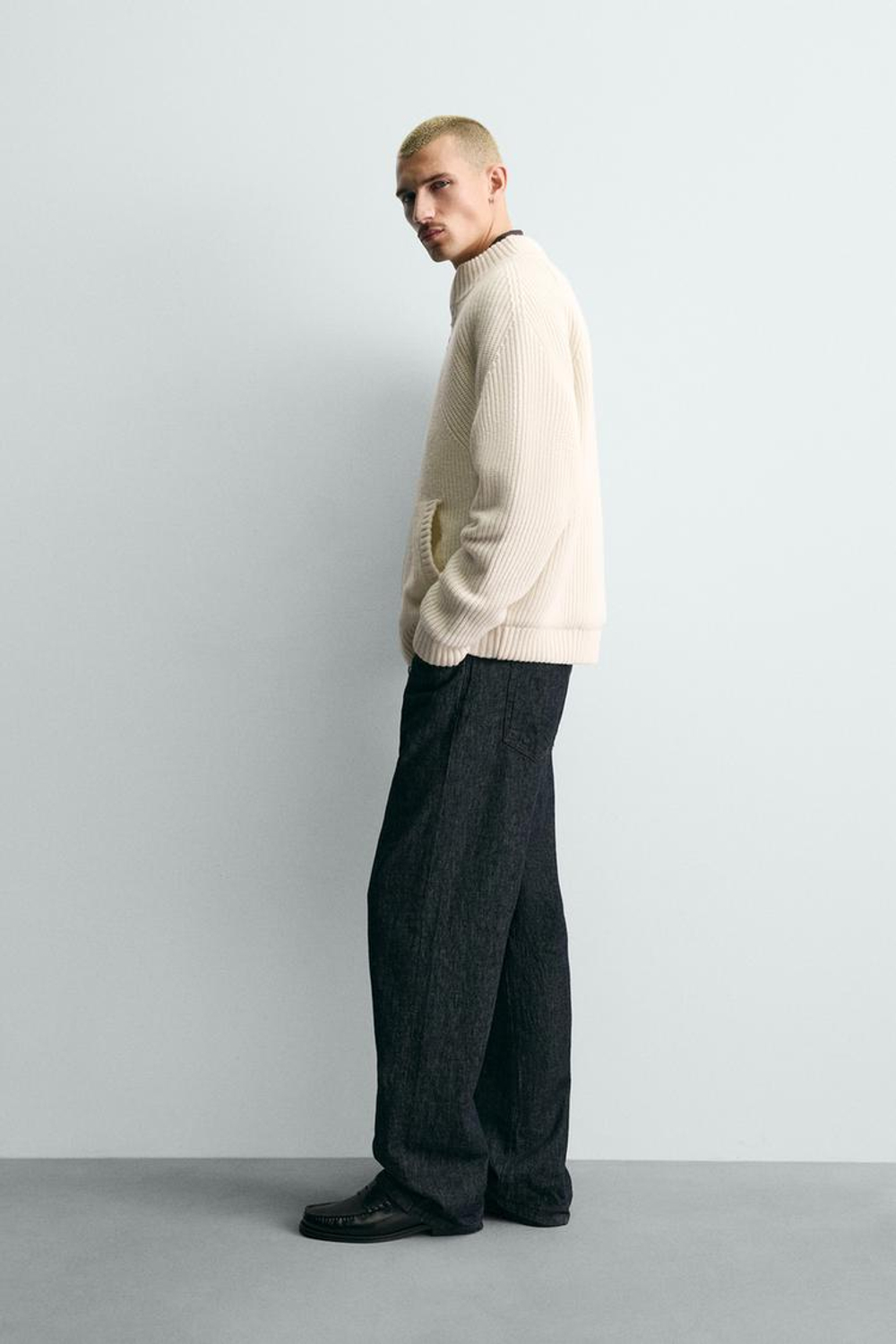 ZARA СТЕГАНЫЙ ТРИКОТАЖНЫЙ КАРДИГАН, ЭКРЮ