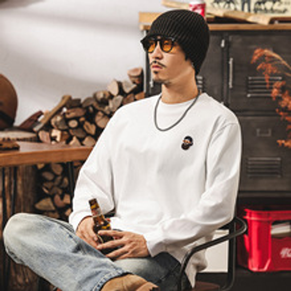 Мужская футболка с длинным рукавом,весенне-осенняя из чистого хлопка оптом и в розницу