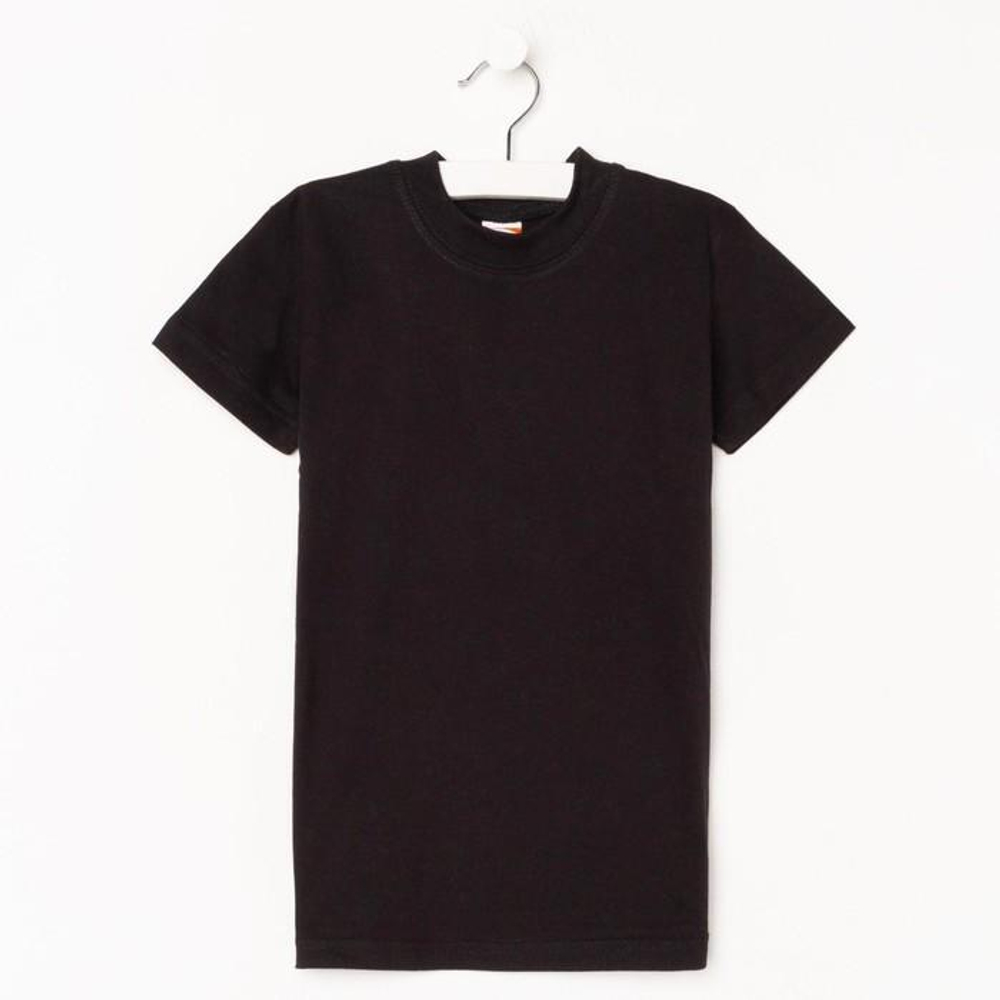 Футболка детская, цвет черный, рост 128см (ATA kids), 1 шт.