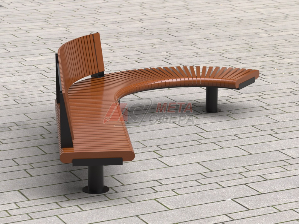 Скамейка Rail Road 01 Long с поворотом