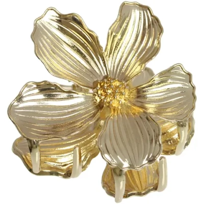 Заколка-краб для волос «AKS - DesignPRO», цветок, цвет золото и хром, 4,5*4,5см