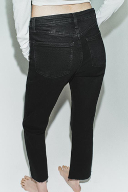 ZARA ДЖИНСЫ TRF CROPPED FLARE С ВЫСОКОЙ ПОСАДКОЙ, ЧЕРНЫЙ