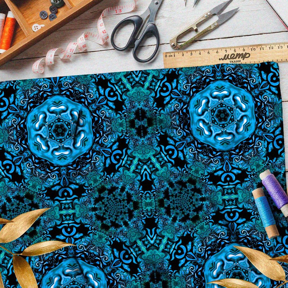 Ткань ниагара голубой калейдоскоп