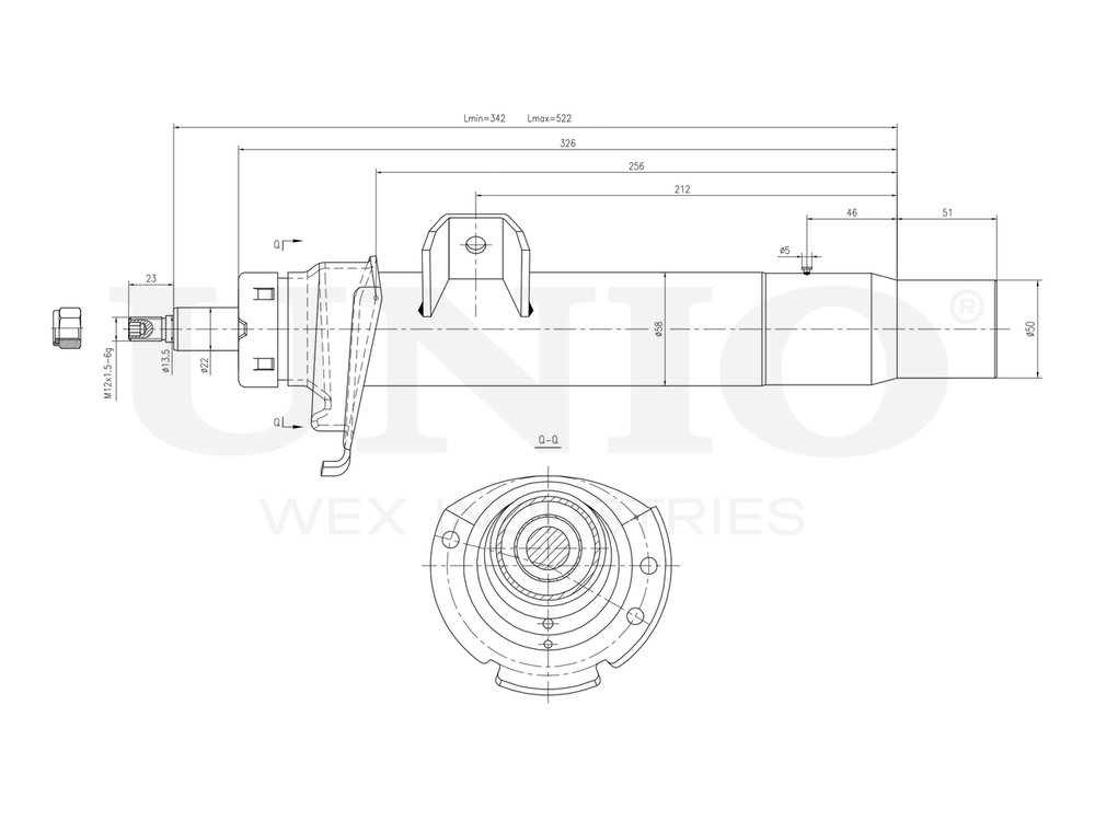 Амортизатор газовый передней подвески UNIO SAB-10702
