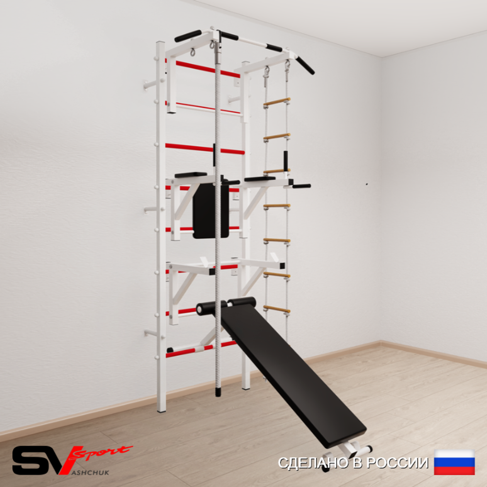 Шведская стенка Sv Sport 595 (Турник стандарт/Брусья/Стойка/Скамья/Канат/Лестница)